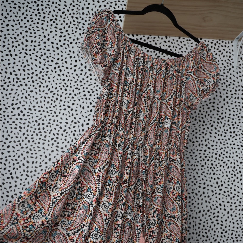 High low printed midi dress